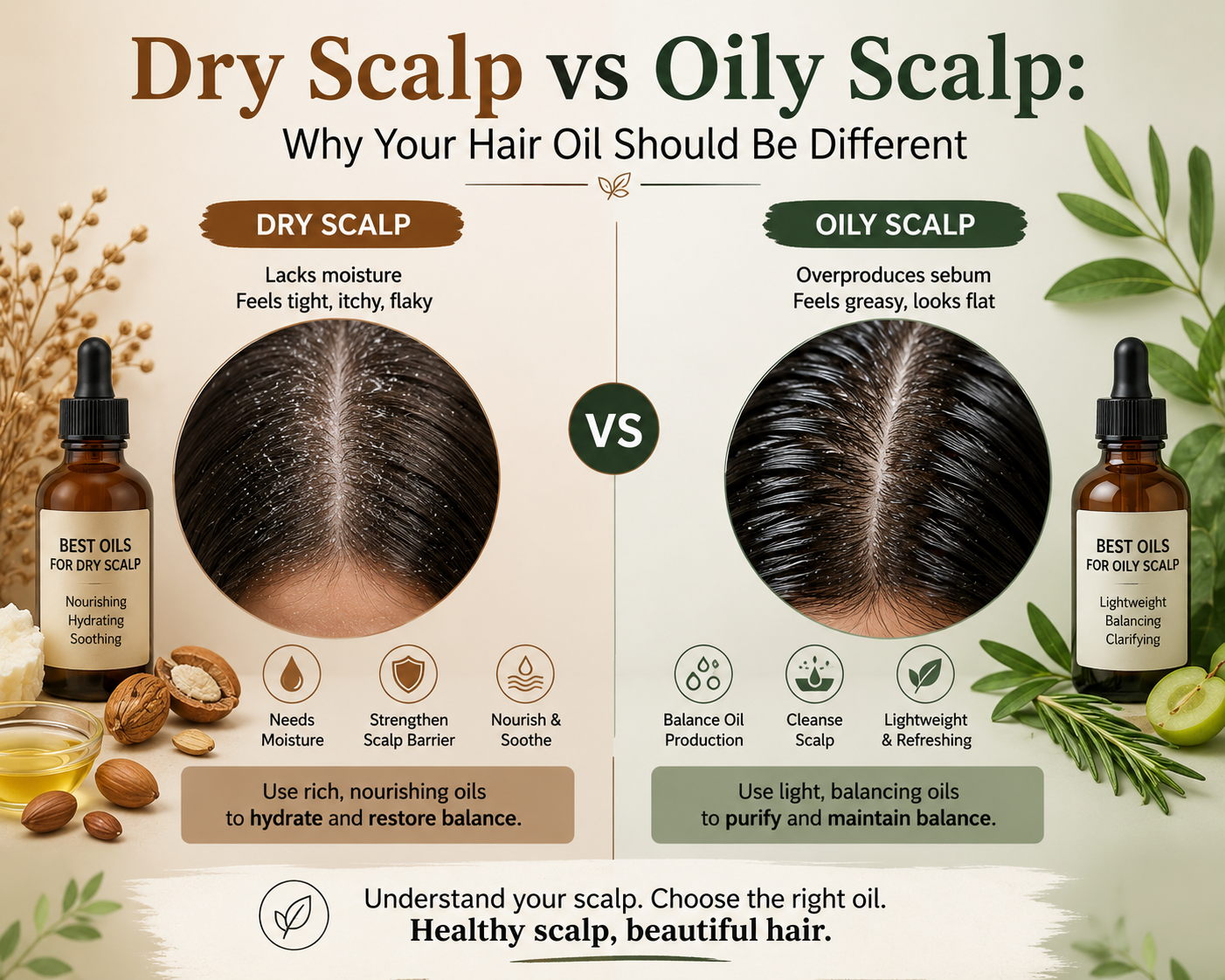 dry scalp vs oily scalp